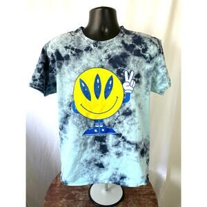 ALAB Tie Dye Peace Smiley Face Graphic Tee Large
